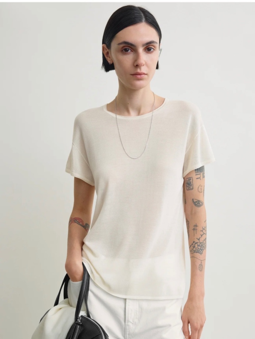 Toteme Silk Ecru Tee Medium, Brand New with Tags